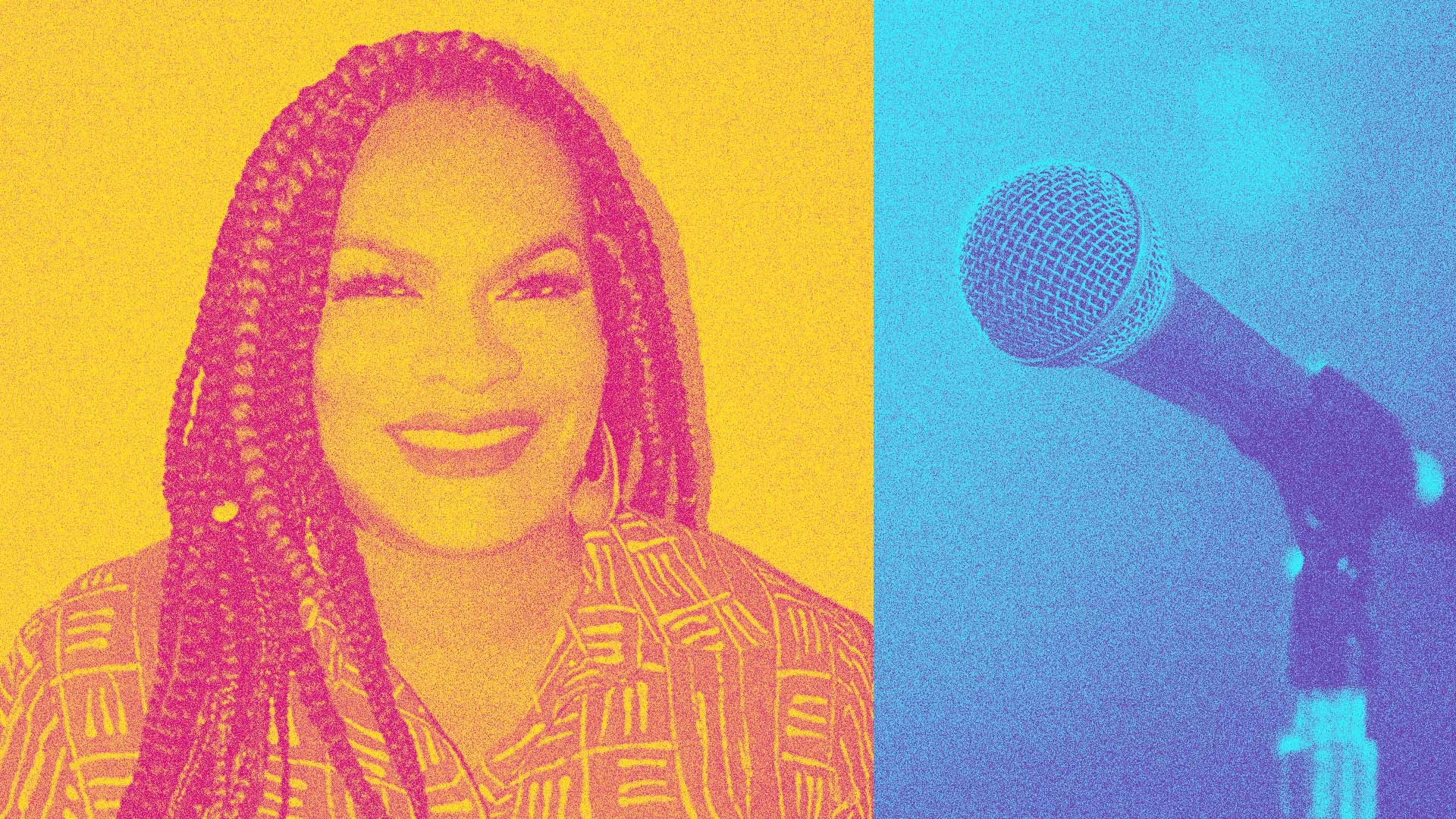 Imara Jones with microphone