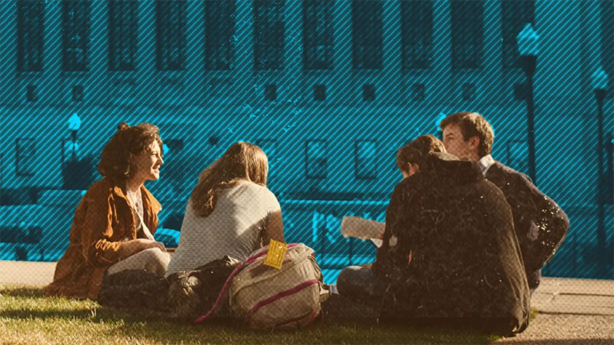 Students in discussion on College Walk