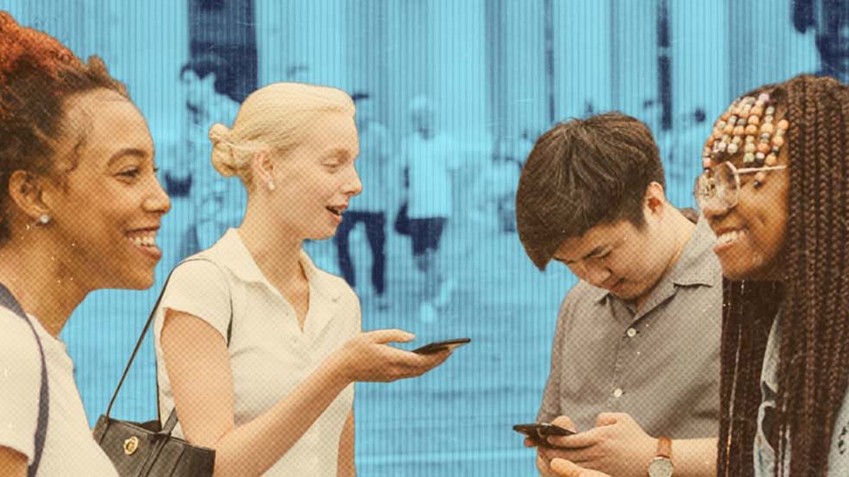 Students in conversation on Low Plaza