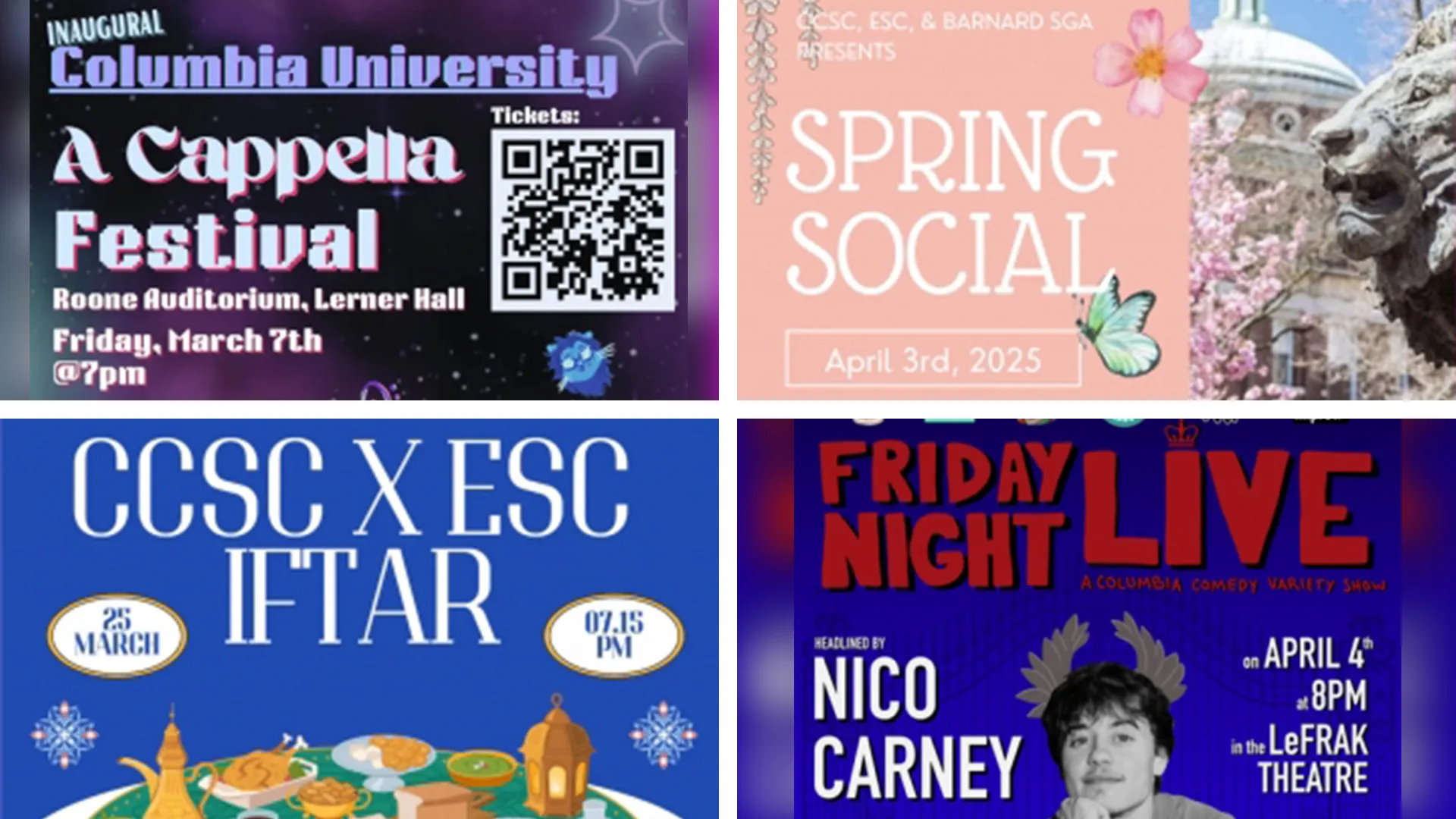 Collage of student event posters.